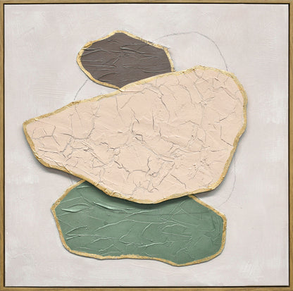Earthen Forms II Hand-Painted LED Canvas In Frame - Beige / Blush