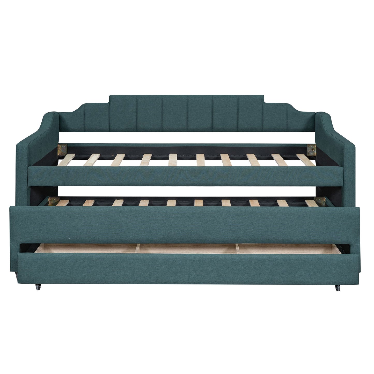 Upholstered Simple Design Daybed With Trundle And 3 Drawers