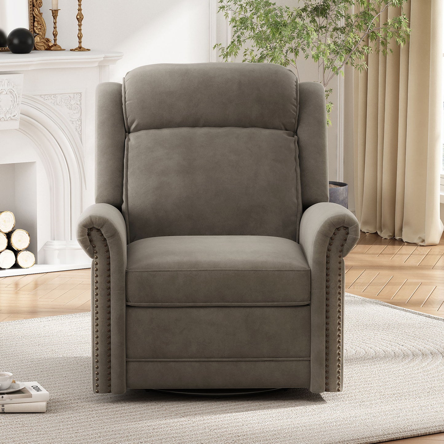 360 Degrees Swivel Recliner Manual Rocking Recliner Home With Adjustable Backrest
