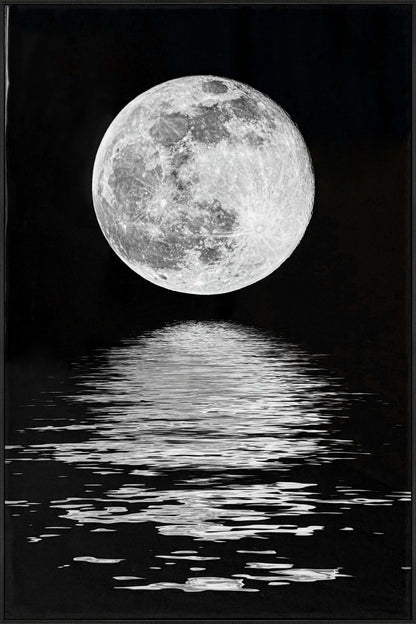 Moonlit Resonance - 32 X 48 - High Gloss Canvas In Frame - Black