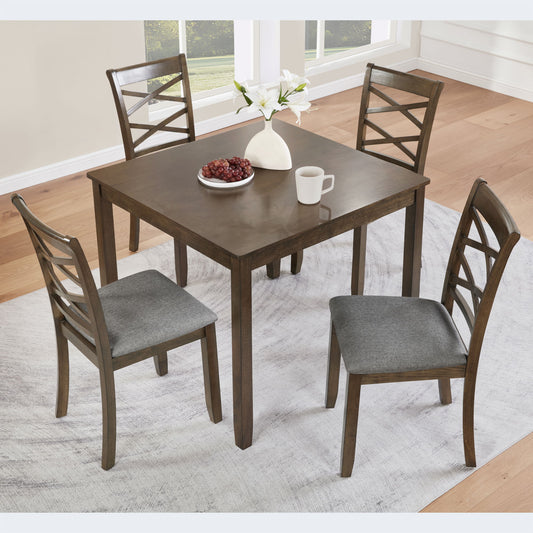 5 Piece Dining Table Set & 4 Chairs - Walnut