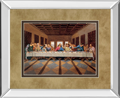 Last Supper - Mirror Framed Print Wall Art - Light Brown