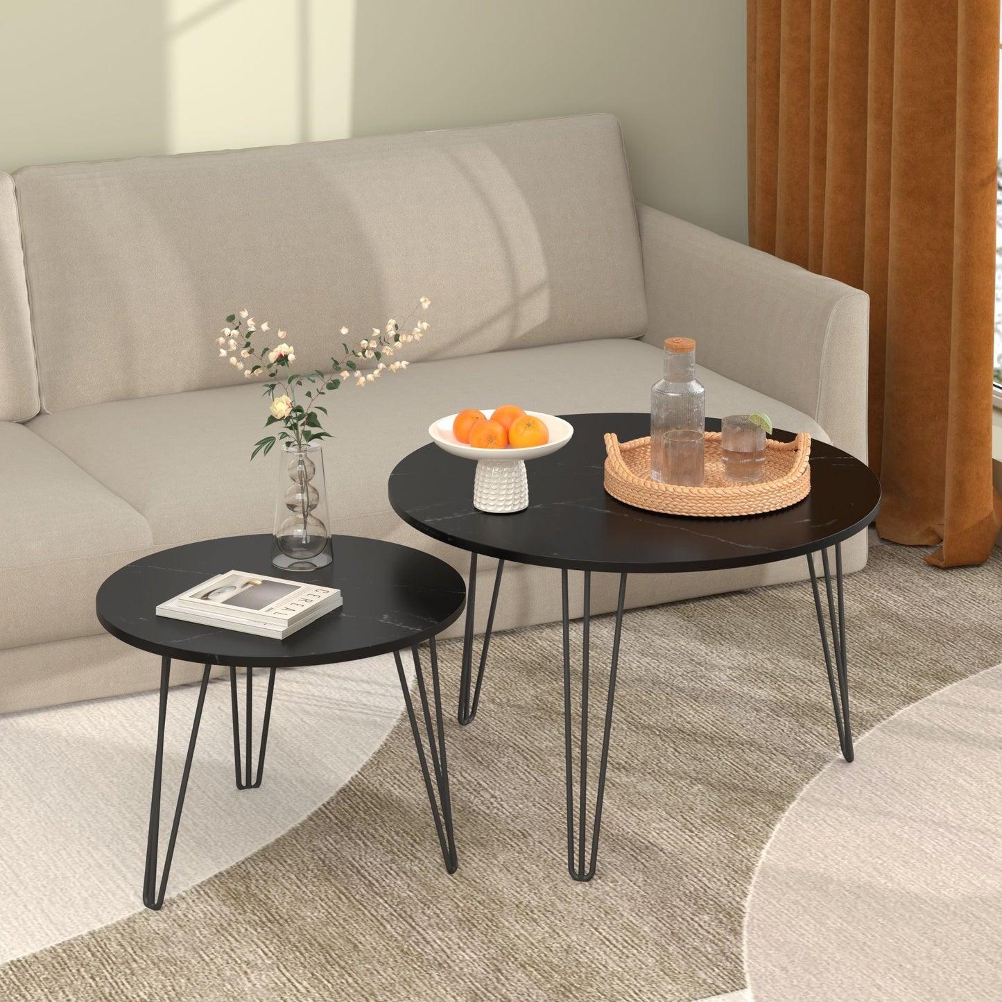 Round Nesting Coffee Table For Living Room (Set of 2)