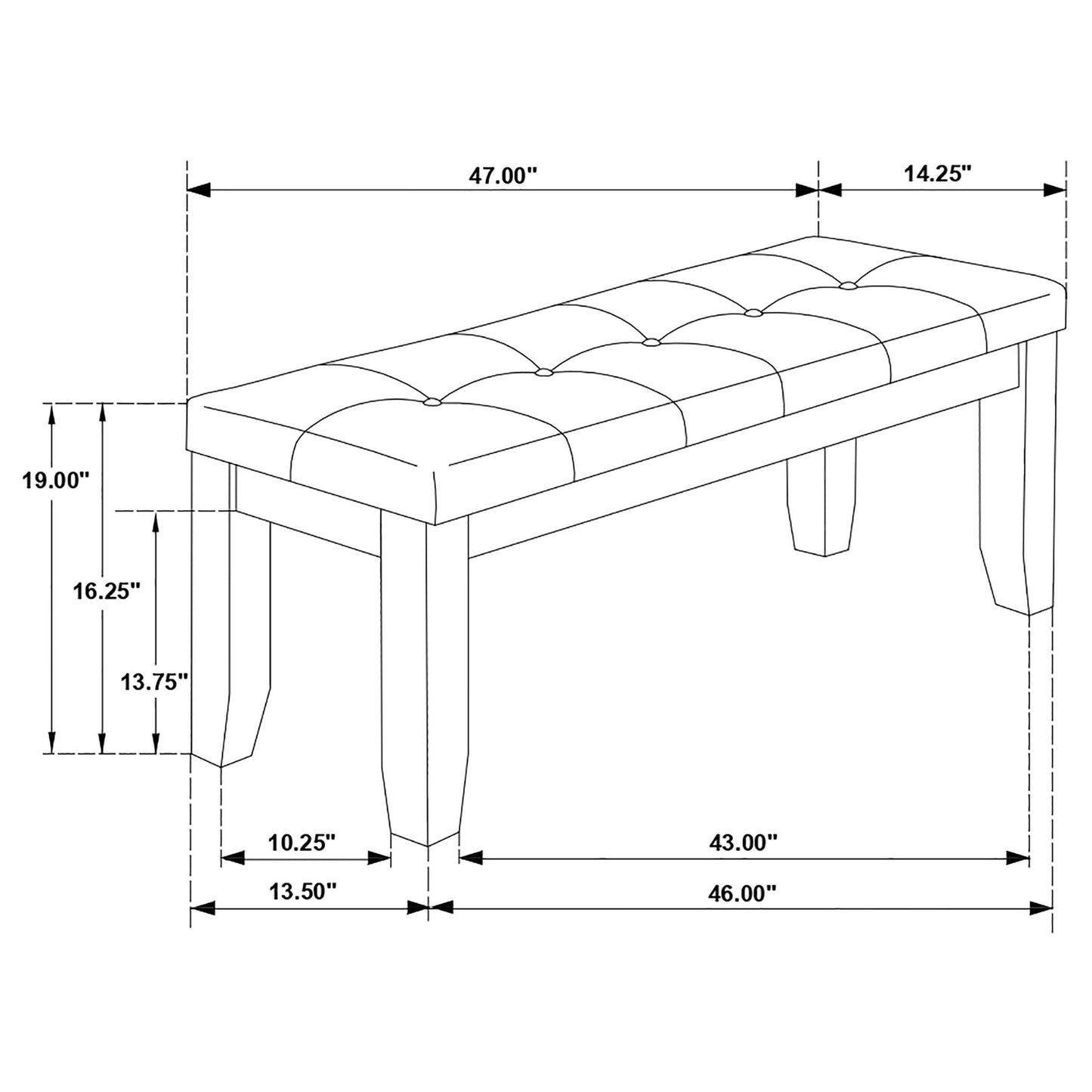 Tufted Upholstered Dining Bench - Brown