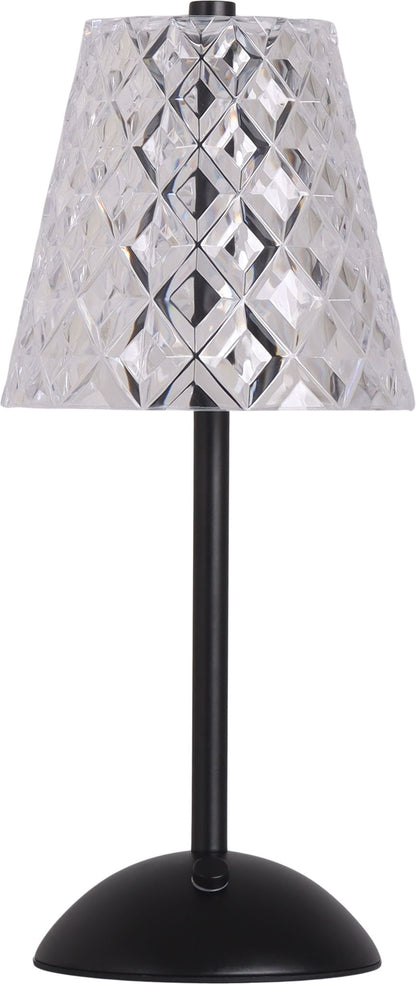 "Crystal Radiance I" Rechargeable LED Metal Accent Lamp (Set of 2) - Matte Black / Clear Gray