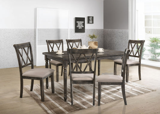 Claudia II - Weathered 7 Pieces Dining Room Set - Gray