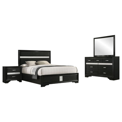 Modern Bedroom Set With Upholstered Headboard And Textured Storage