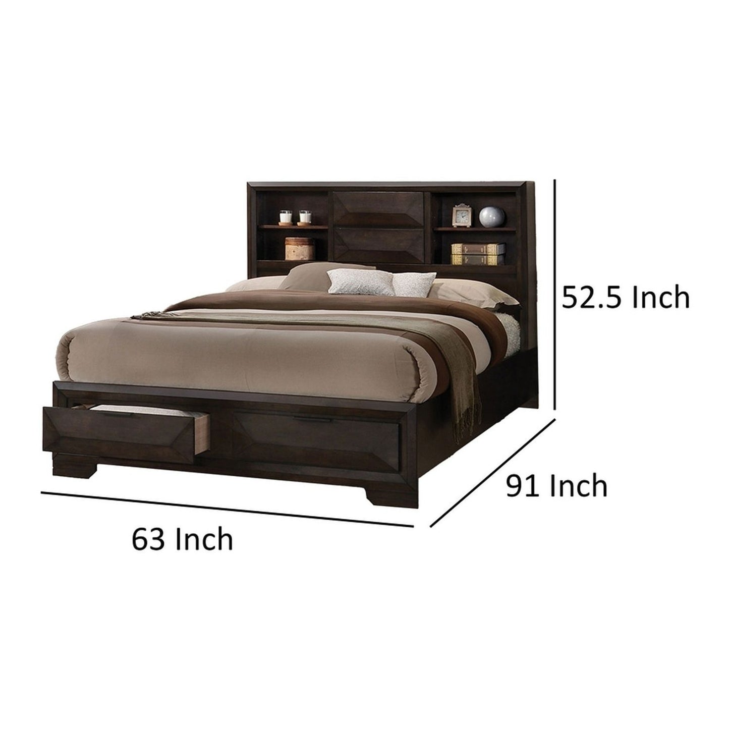 3 Piece Set Bed With Storage And 2 Nightstands