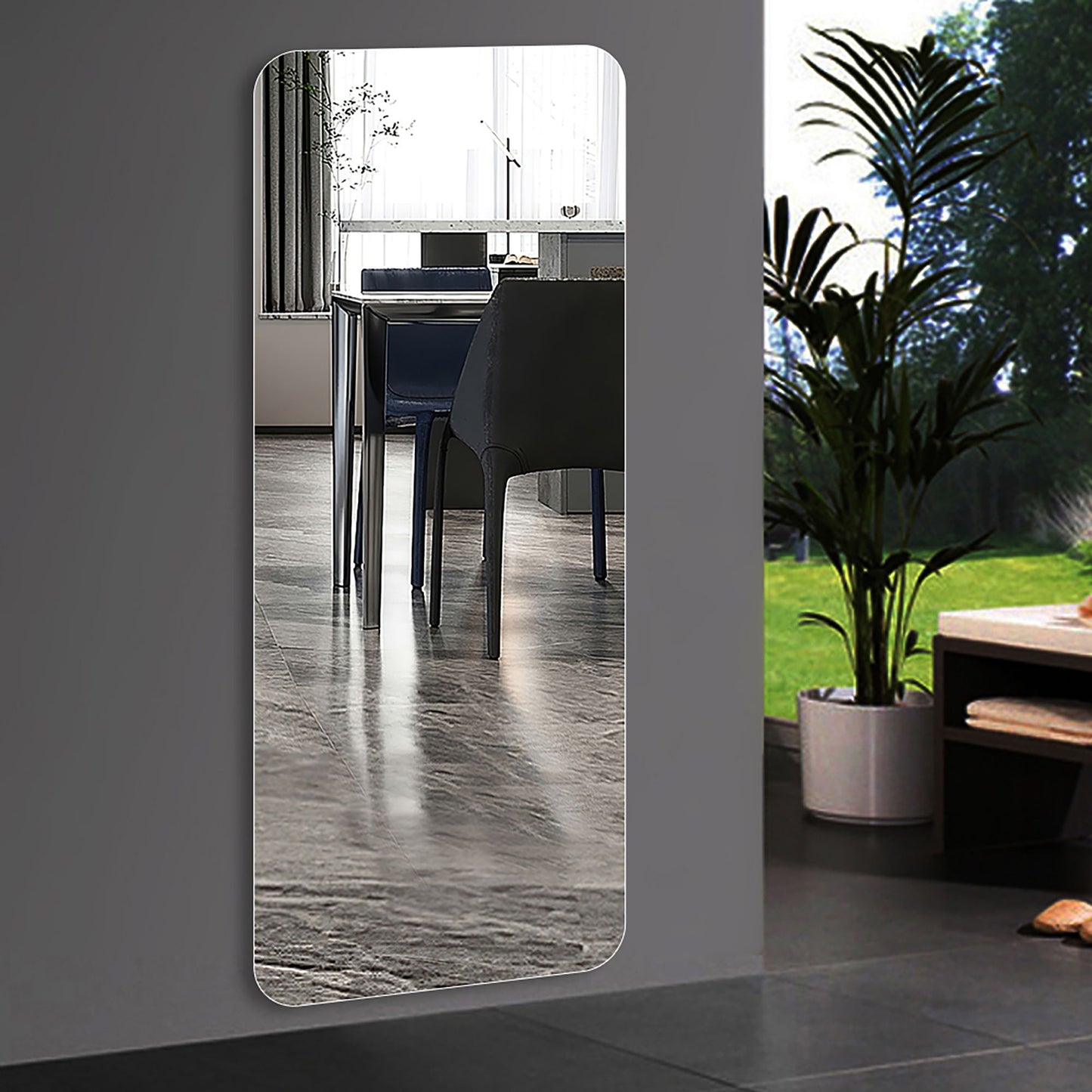 Full Body Round Corner Mirror For Living Room