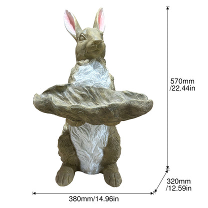 Magnesium Oxide Bunny Statue Holding Decor Hand-Painted Rabbit Sculpture Garden Lawn Ornament