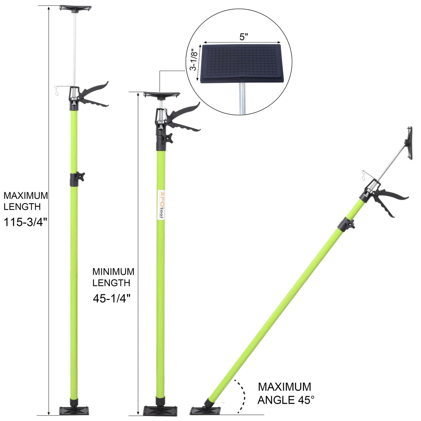 Adjustable Support Pole System For Drywalls And Cabinets With Carry Bag