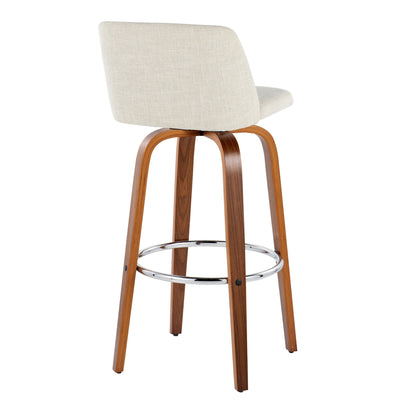Toriano - Contemporary, Fixed Height Barstool Swivel & Round Footrest (Set of 2)