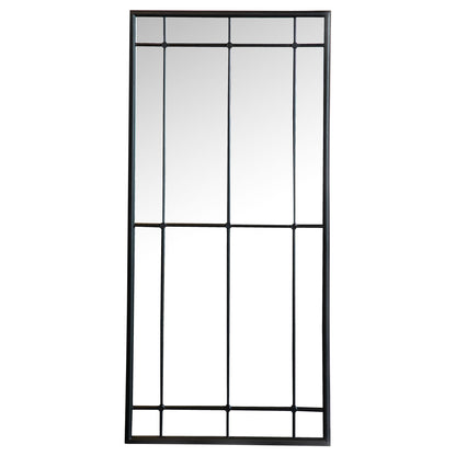 Harvik - Window Pane Wall Mirror With Linear Trim - Black