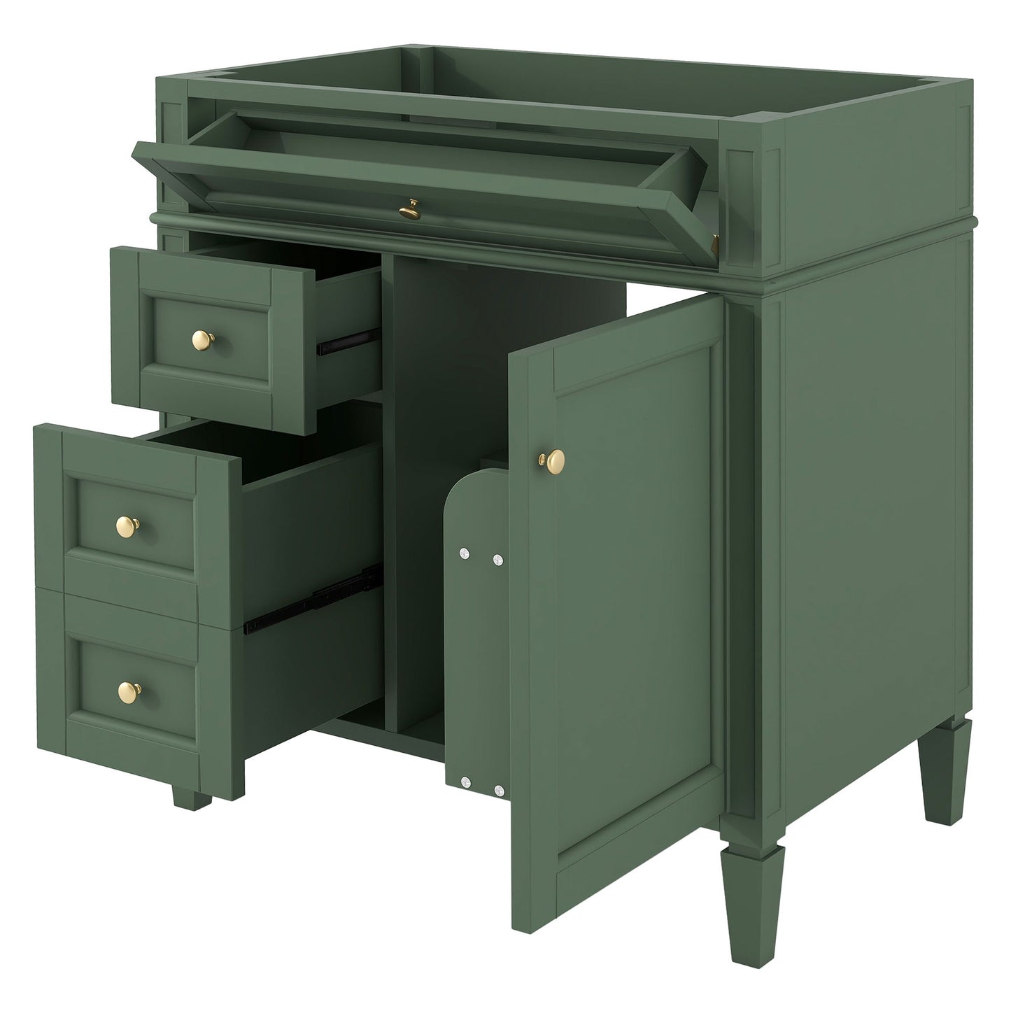 Bathroom Vanity With 2 Drawers And Tip-Out Drawer, Storage Cabinet