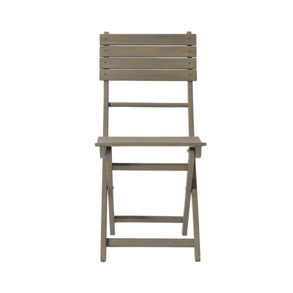 Outdoor Foldable Wood Dining Chair With Slat Design (Set of 2)