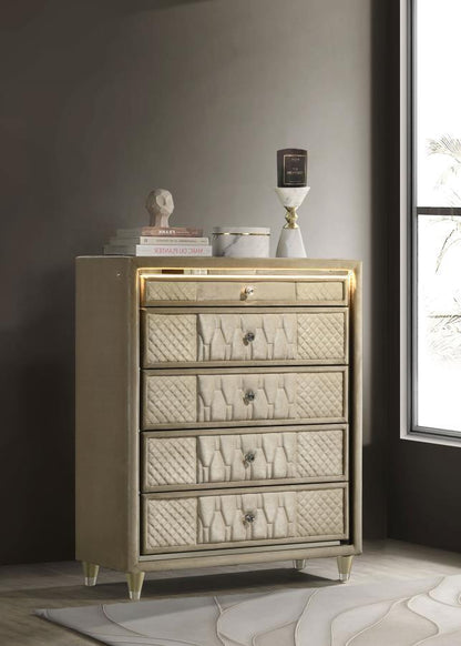 Lorient - 5-Drawer LED Chest Of Drawers - Ivory And Camel