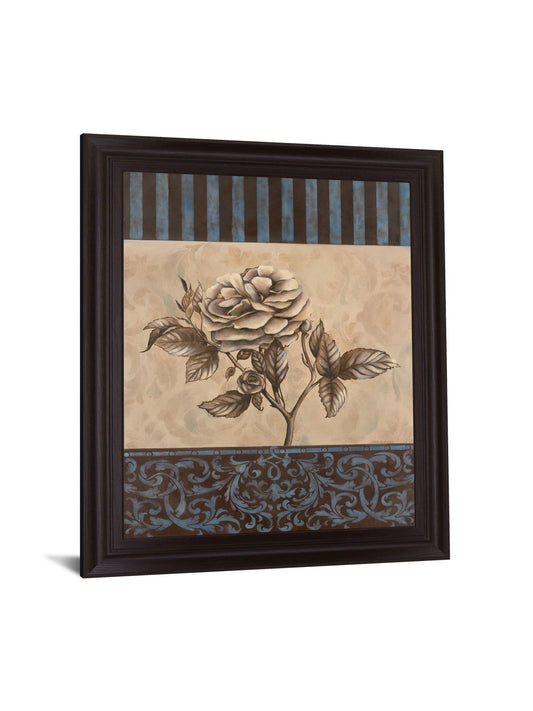 Blue Tranquility Bloom - 28" x 34" Framed Wall Art - Beige
