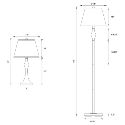 3 Piece Lamp Set, Floor Lamp And 2 Table Lamps - Silver