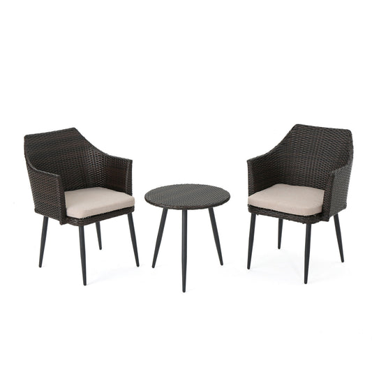 Kenneth - 3 Pieces Chat Set Outdoor Furniture - Brown Multi