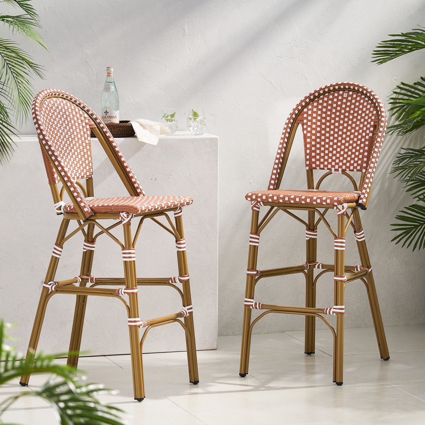 Outdoor Pe Rattan French Barstool Set