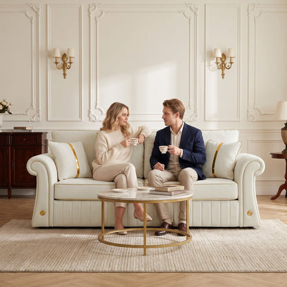 Sofa With Rolled Arms, 3 Seater Couch, Living Room Accent