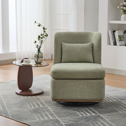 Wide Modern Cushioned Armless Metal Base 360° Swivel Chair With Pillow