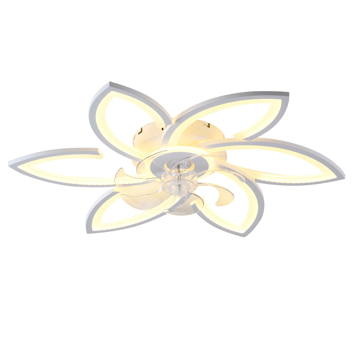 30" Flower 6 Speed Ceiling Fan With Remote Controlled LED Lights, Low Profile Flush Mount Fan