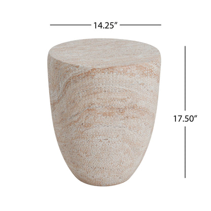 Outdoor / Indoor Lightweight, Concrete Side Table, Travertine - Beige