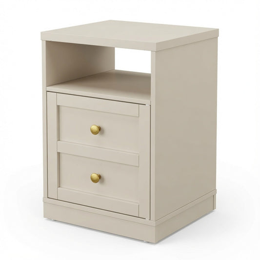 Nightstand With Door & Shelf, 2 Drawer Side Table