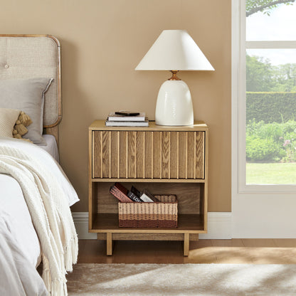 Nightstand With Hidden Charging Station USB Ports & Outlet Hole