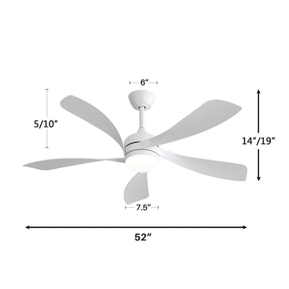 52" Ceiling Fan With 3 Color Dimmable LED Light, 5 Blades, Remote Control, Reversible DC Motor