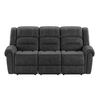 Reclining Sofa - Gray - Faux Leather