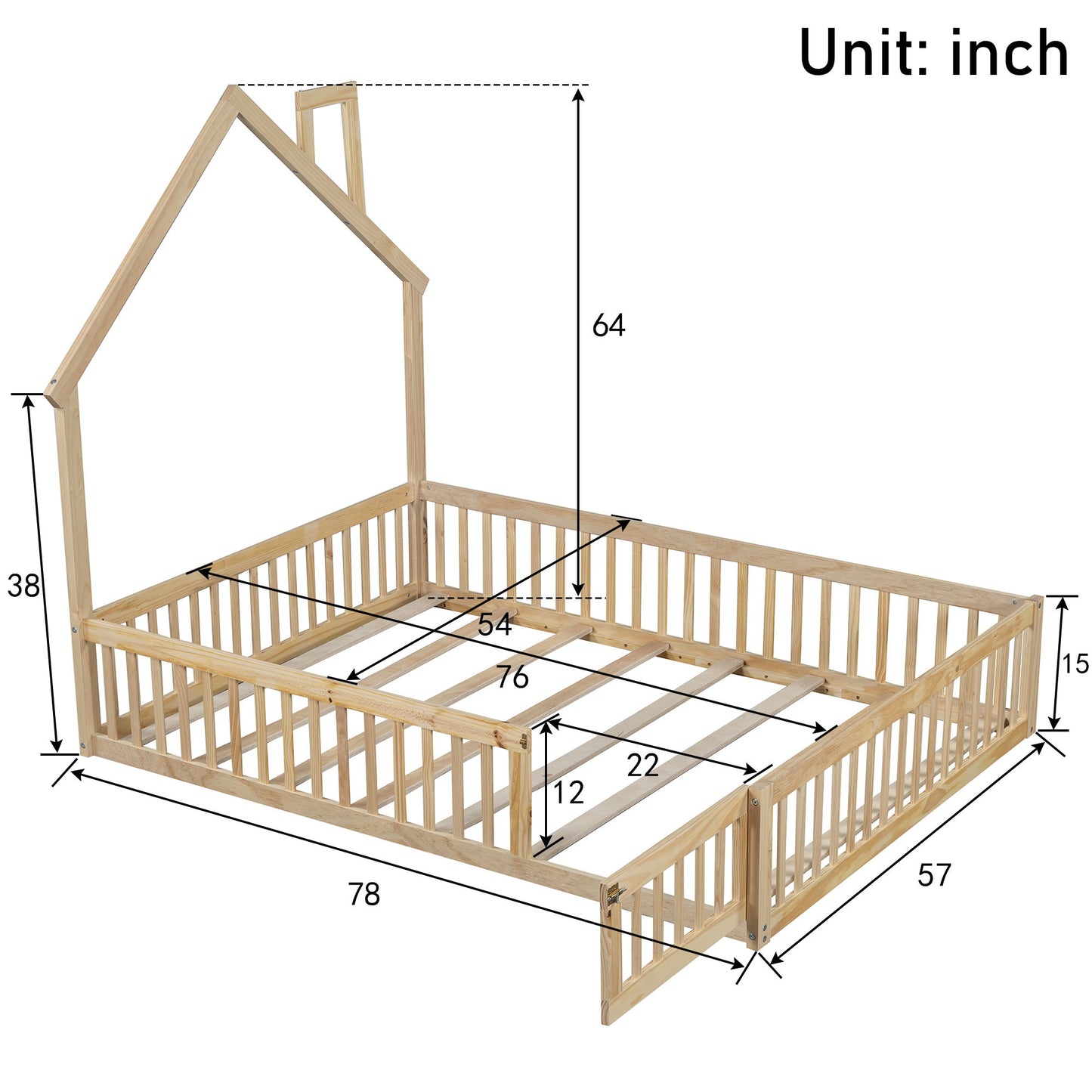 House Platform Bed With Guardrail