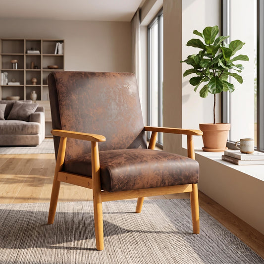 Wide Arm Chair - Brown