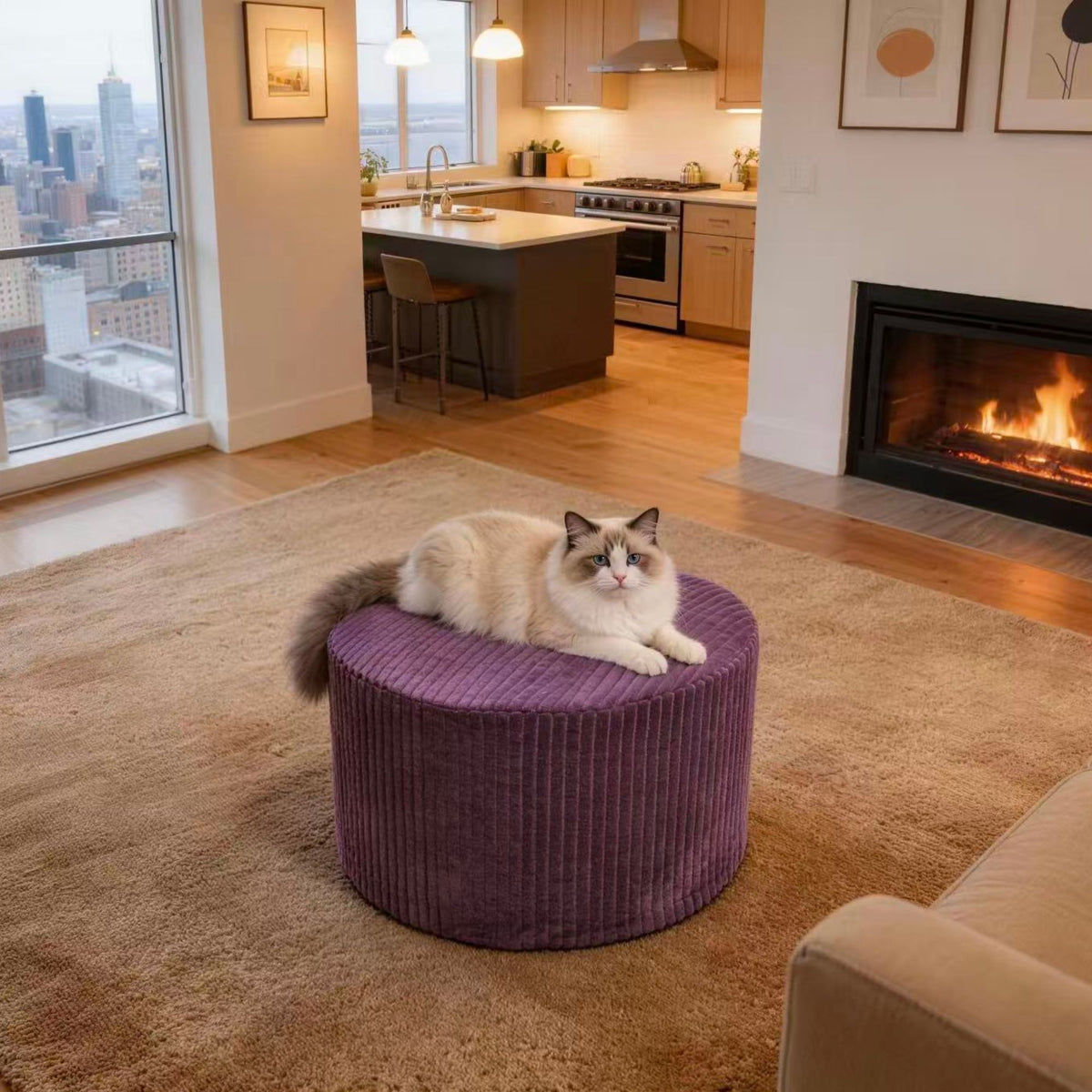 Full Compressed Ottoman - Purple
