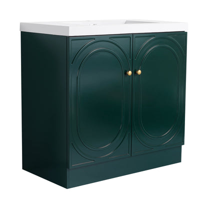 Contemporary Freestanding Bathroom Vanity With Resin Sink & Soft-Close Cabinet Doors