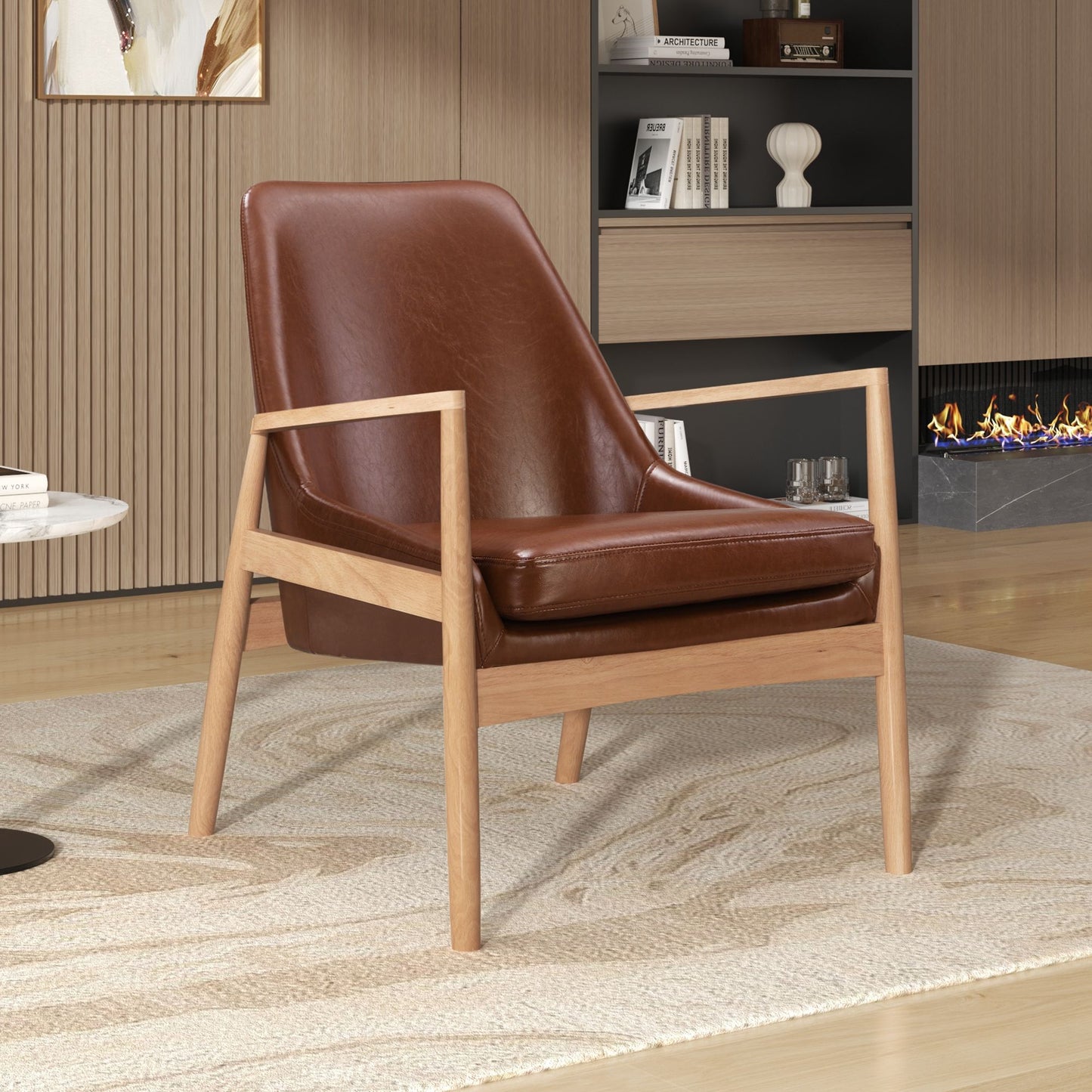 Mid-Century Modern Accent Armchair With High Back