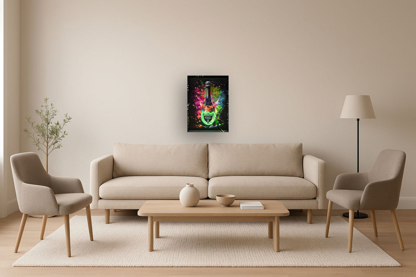Neon Fizz Splash - 21" x 29" Framed Wall Art - Black