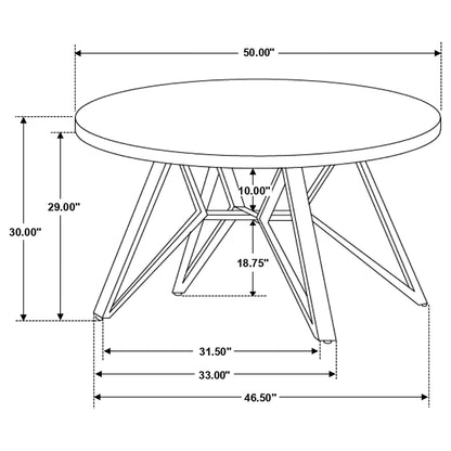 Vellux - 5 Piece Round Dining Table Set With Concrete Top Upholstered Chairs - Gunmetal
