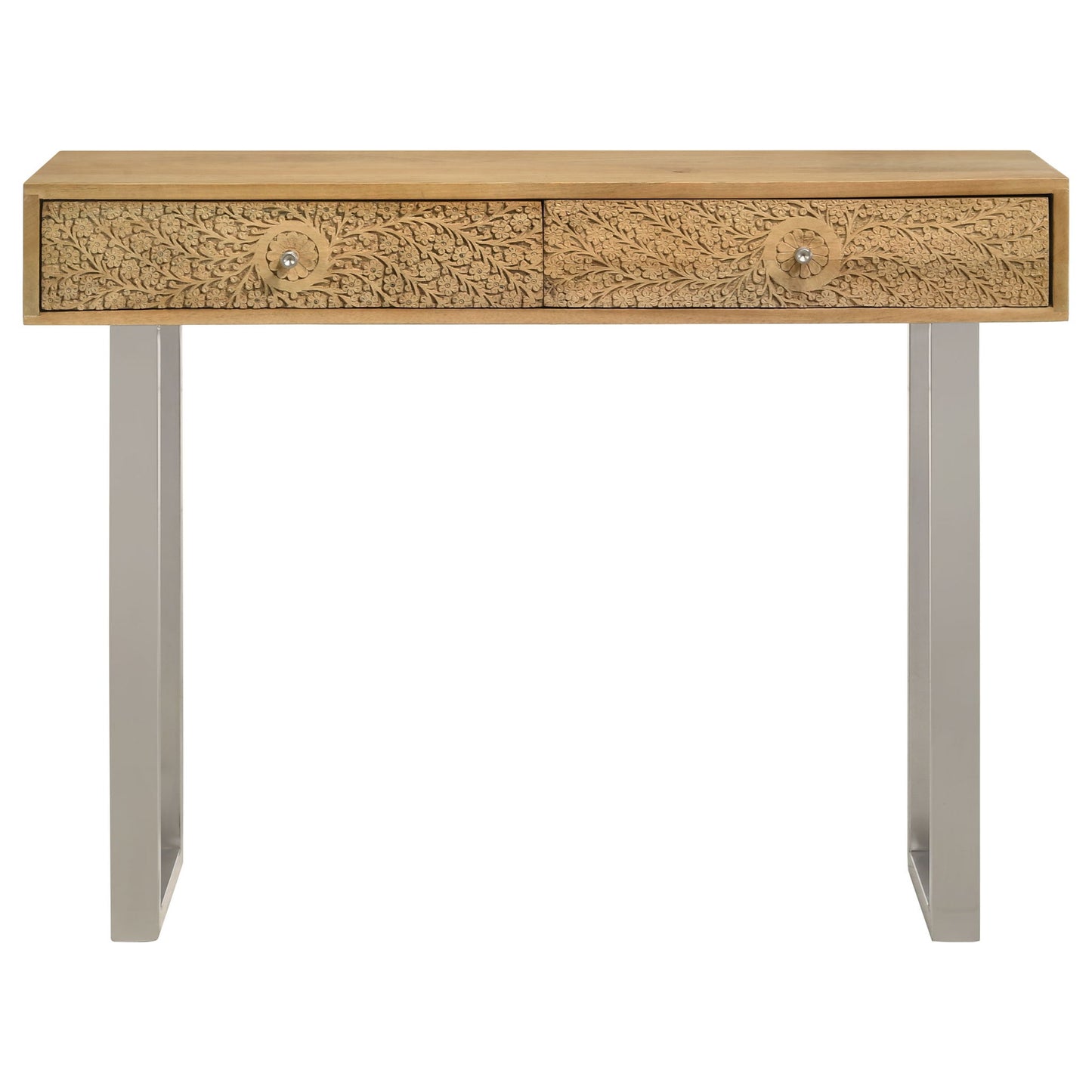Harmony - 2 Drawer Table With Sled Base In Tones Accents - Natural