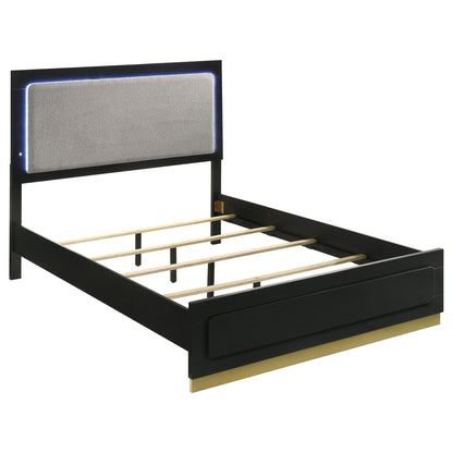 5 Piece California King Bedroom Set With Upholstered Headboard - Black