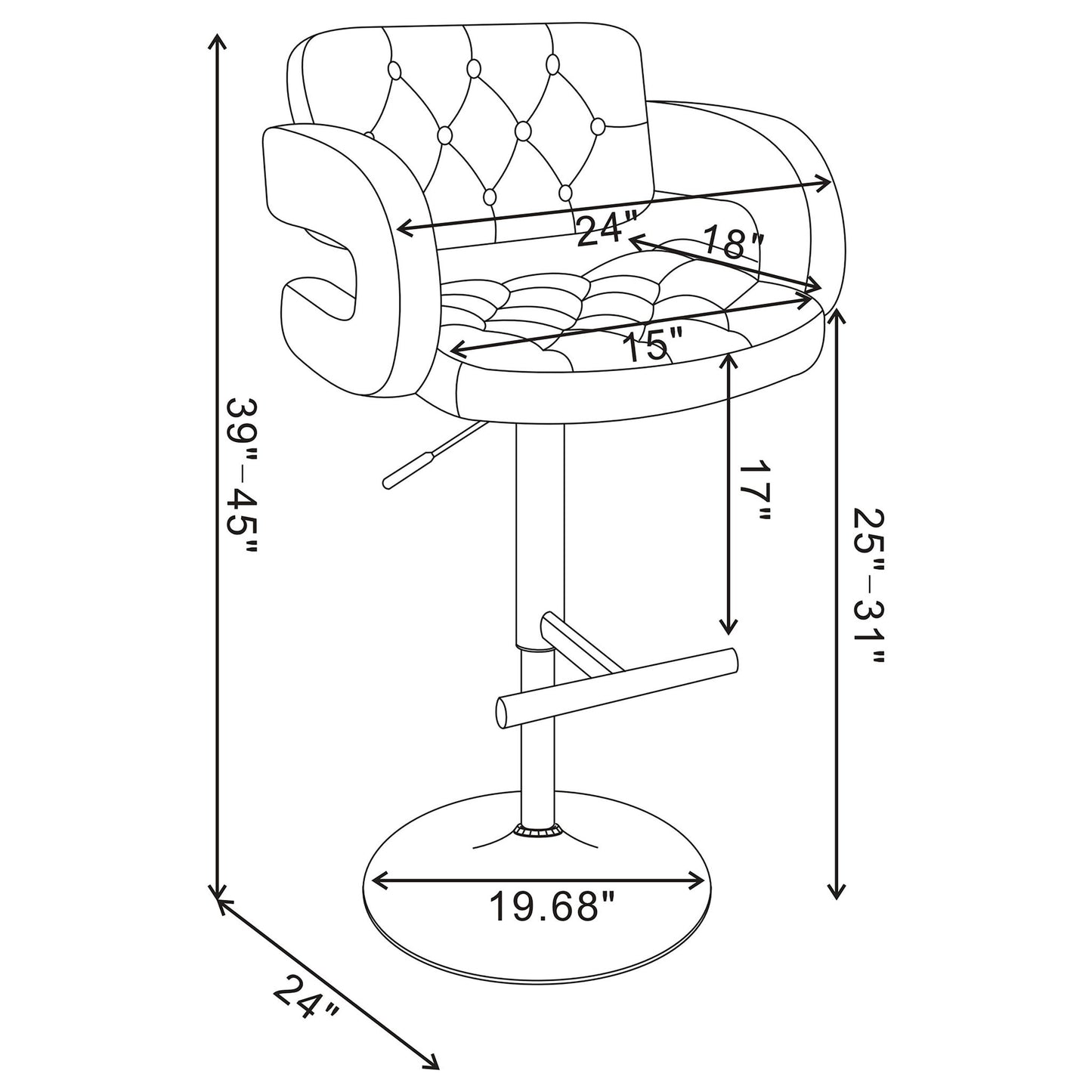 Adjustable Bar Stool With Upholstery