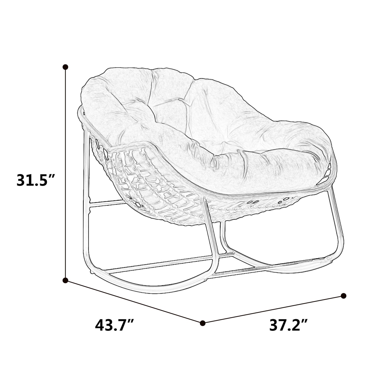 Indoor / Outdoor Oversized Wicker Egg Rocker Chair - Light Green