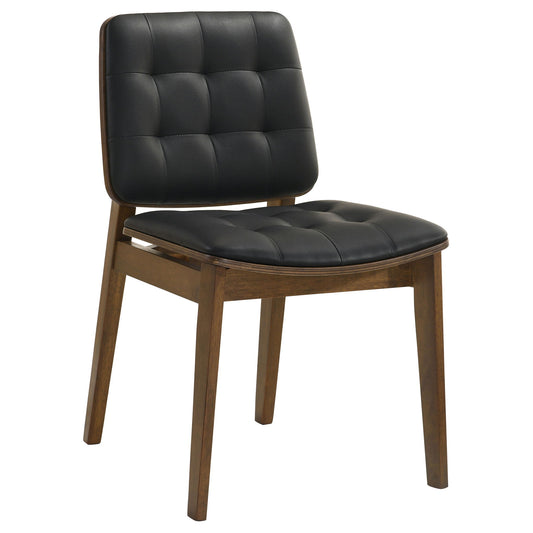 Tufted Back Dining Chairs With Tufted Upholstered Seats And Tapered Legs (Set of 2) - Black