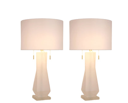 Faceted Frost Art Glass & Frosted Crystal Table Lamp (Set of 2) - Frosted Art Glass / Frosted Crystal