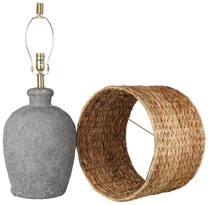 Ashen Grove - 28 X 16 - Ceramic Table Lamp - Weathered Charcoal Stone