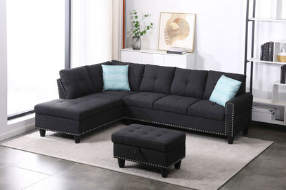 Alger - Left Hand Facing Sofa & Chaise With Ottoman