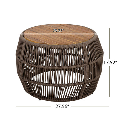 Round Side Table With Rope Frame