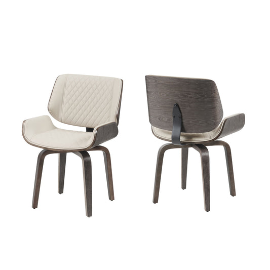 Dining Chair 360° Swivel, Ergonomic Design Upholstery, Bentwood Frame, (Set of 2) - Beige