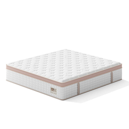 14" King Size, Firm Hybrid Mattress, Gel Memory Foam & Pocket Springs, Pressure Relief, Motion Isolation, Ergonomic Bed - White